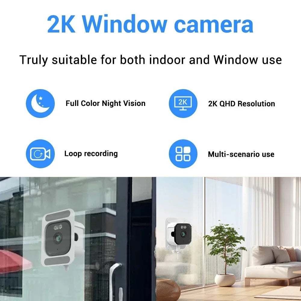 2K HD smart window security camera with night vision