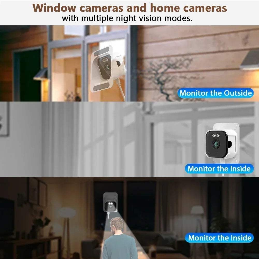 Apartment window security camera with anti-glare mount