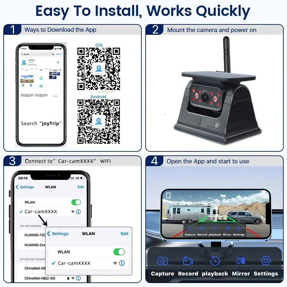 IP68 waterproof Wireless Solar Reversing Camera outdoors
