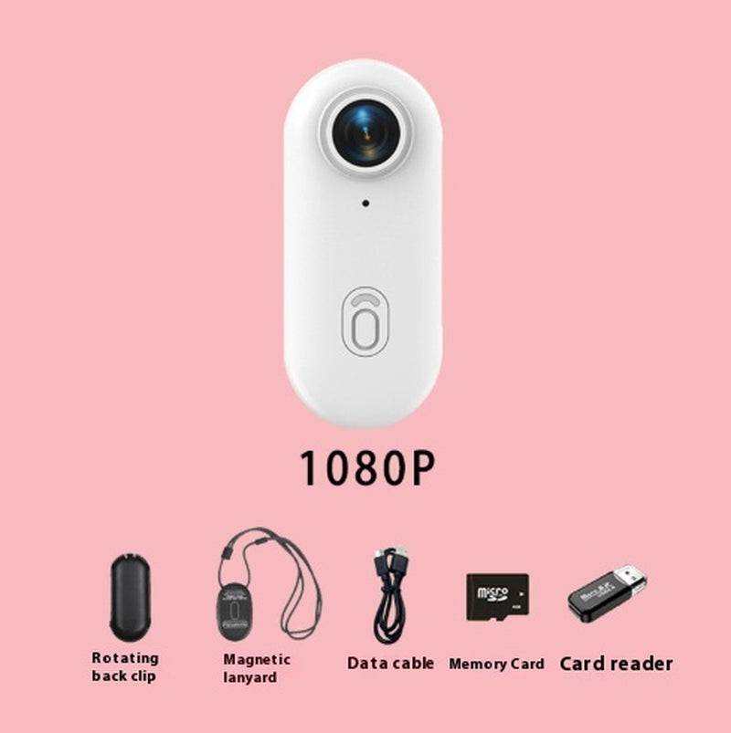 Outdoor Sports Mini Action Camera with accessories laid out