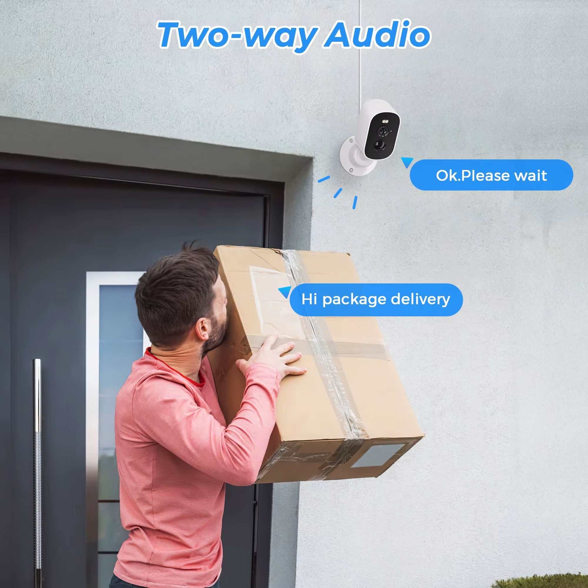 1080P WiFi Solar Camera installed on garage wall