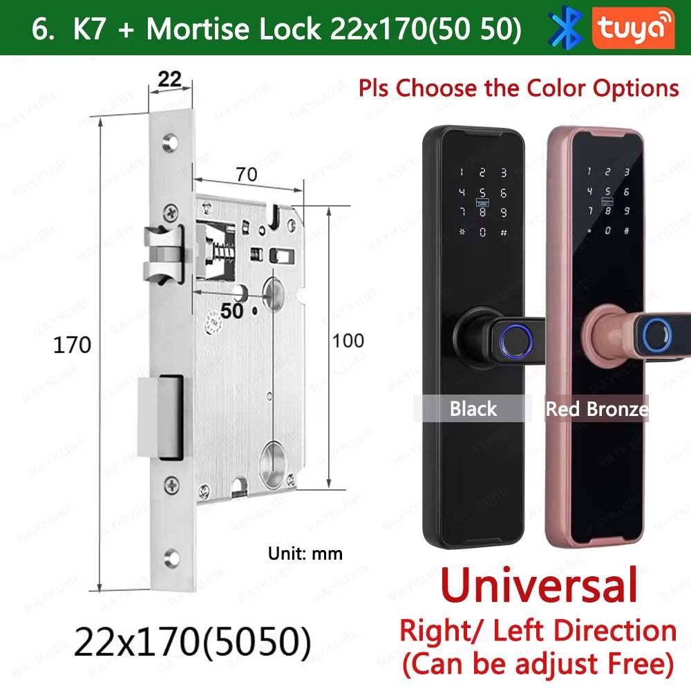 Modern biometric lock for 35–55mm standard doors