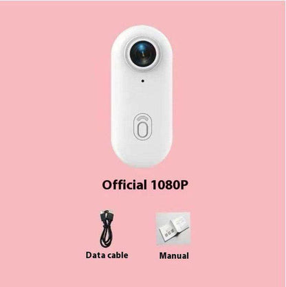 Outdoor Sports Mini Action Camera with accessories laid out