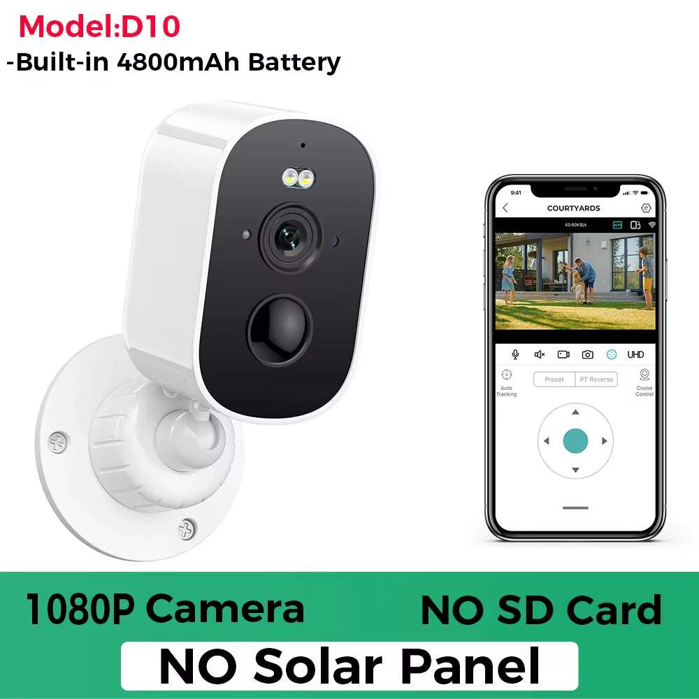 Outdoor 1080P WiFi Solar Camera mounted with solar panel